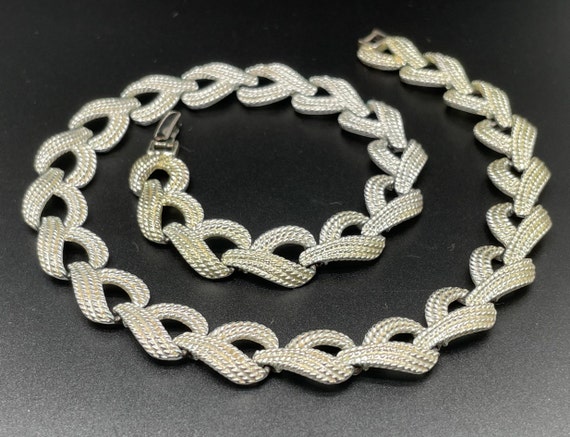 Vintage Napier Rhodium Plated Silver Textured Lin… - image 5