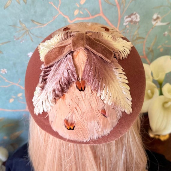 Vintage Brown Floral Cocktail Hat Fascinator Tilt Hat 1950s 60s 1950s Vintage Floral Fascinator Hat - Etsy main image 2