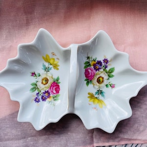 Vintage Mitterteich Bavaria Floral Trinket Dish: Art Nouveau Porcelain Tray