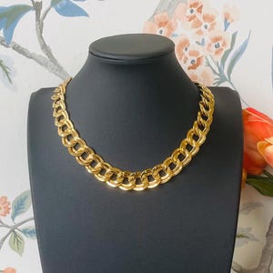 Vintage Monet Chunky Gold Chain Necklace | 1980s Curb Link Statement Choker