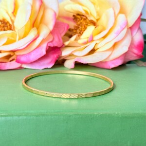 Vintage Trifari Gold Bangle Bracelet | Delicate Pre-1955 Stackable Jewelry | Mid Century Minimalist Slim Bracelet | Signed Trifari Bangle