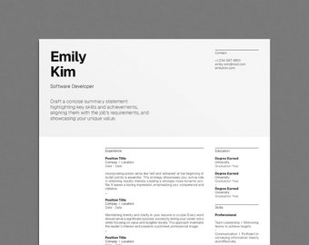 InDesign Resume Template, Professional Modern Resume Template, Word, InDesign, Google Docs, Pro CV Template, Clean Simple Resume Template