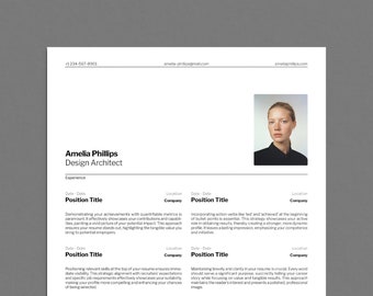 InDesign Resume Template, Professional Modern Resume Template, Word, InDesign, Google Docs, Pro CV Template, Clean Simple Resume Template