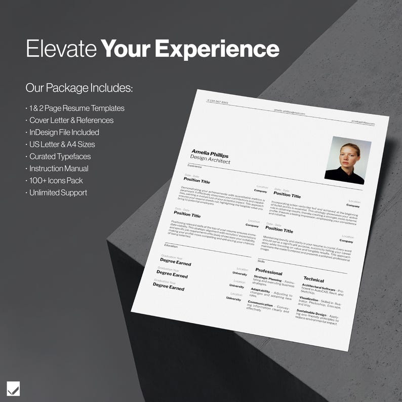Minimalist InDesign CV Template: Pro Swiss Style Resume with Matching Cover Letter & References image 9