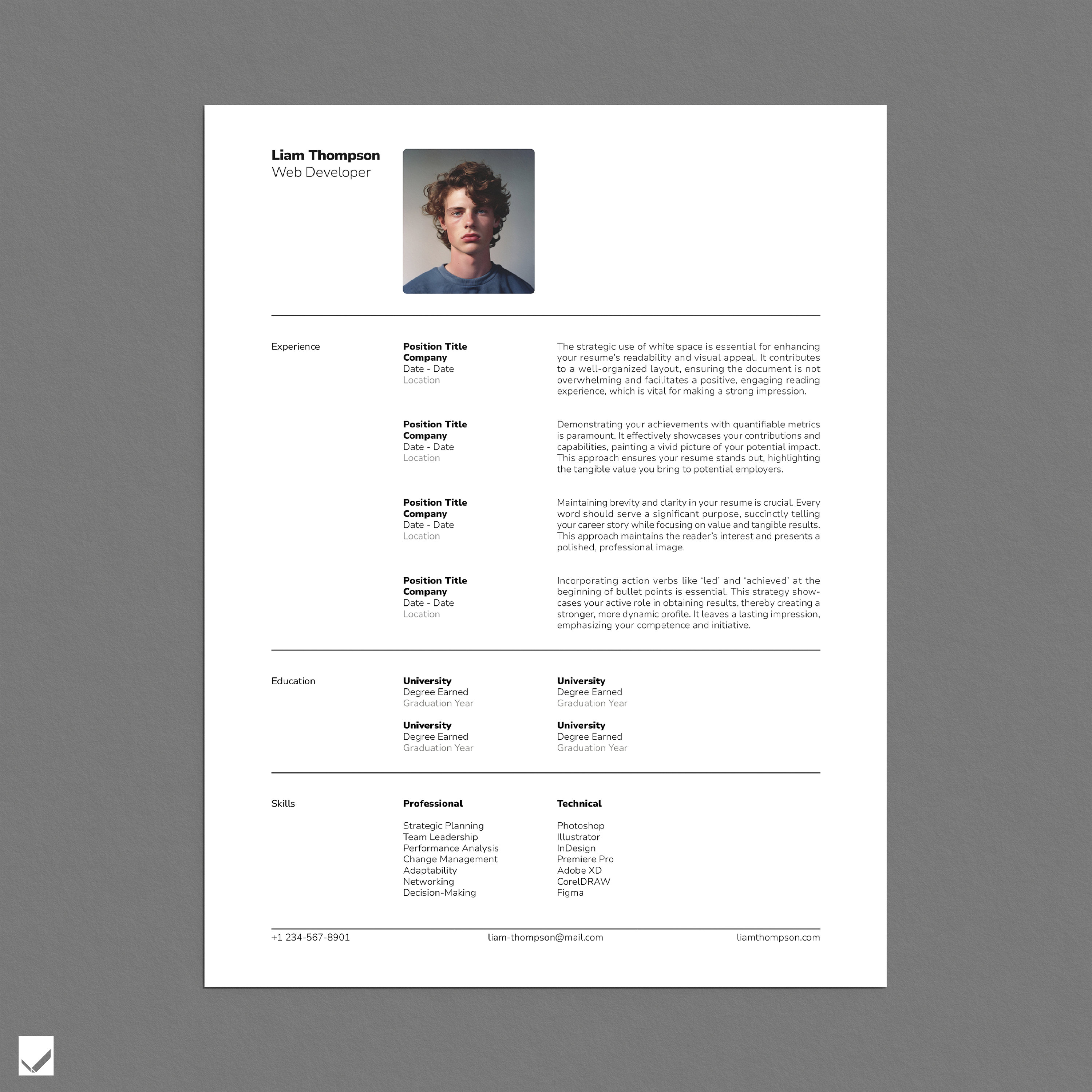 Minimalist Indesign CV Template: Pro Swiss Style Resume With Matching ...