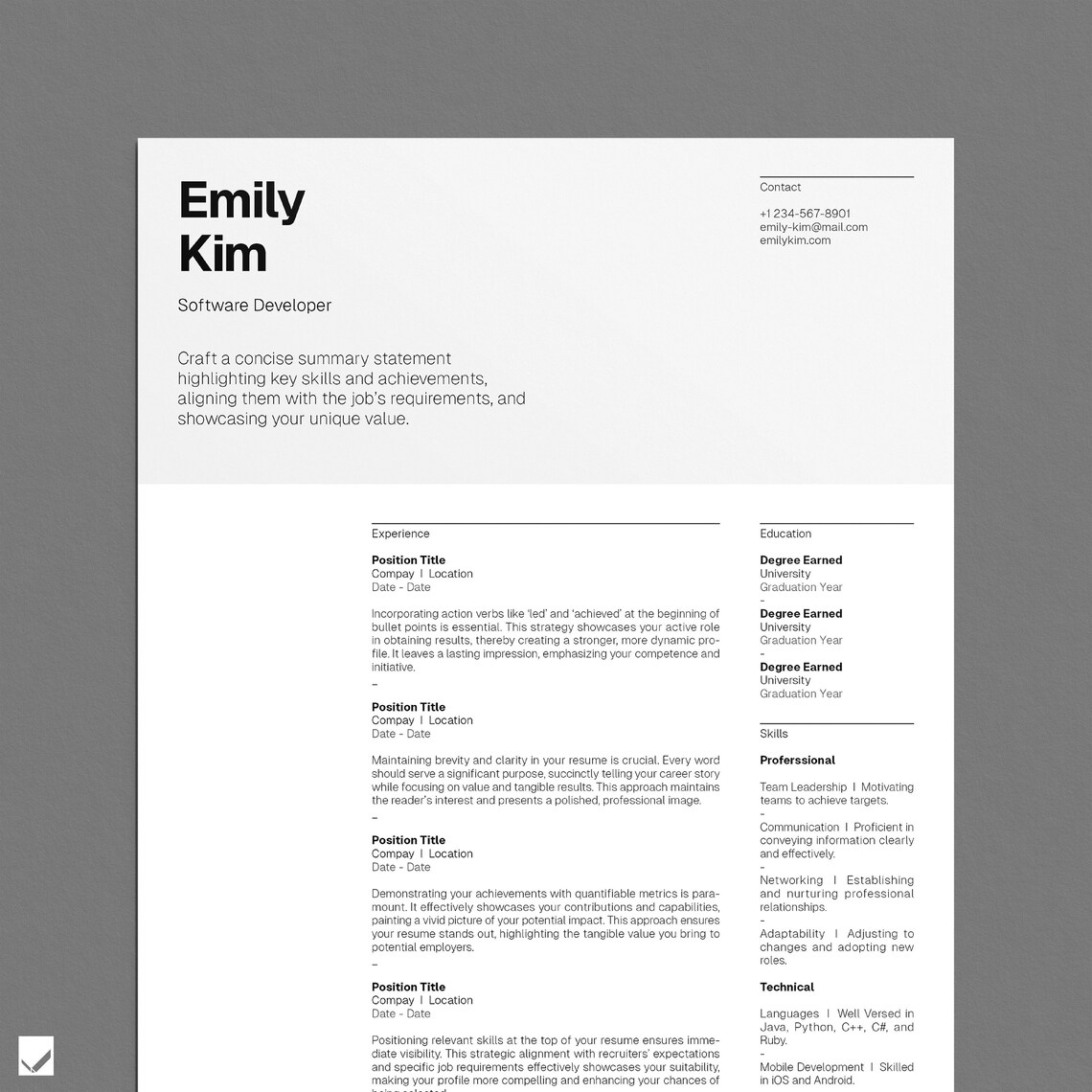 Indesign Resume Template, Professional Modern Resume Template, Word