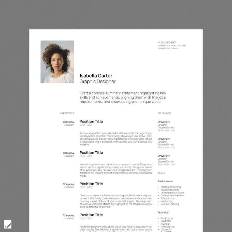 Minimalist Indesign CV Template: Pro Swiss Style Resume With Matching ...