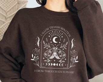 Moth Shirt Cottagecore Shirt Luna Moth Moon Child Moon Phases Shirt Butterfly Sweatshirt Whimsigoth Shirt Butterfly Top Goblincore Clothing
