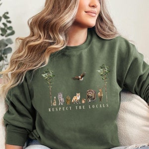 Respekt Waldtier Rundhals-Sweatshirt Waldkreaturen Forestcore Müsli Mädchen Shirt Cottagecore Hoodie Eule Fuchs Bär Deer Hawk Einheimischen