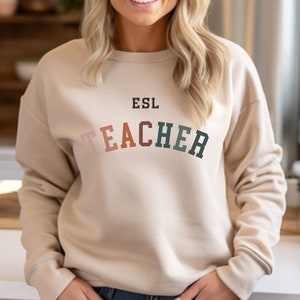 ESL Lehrer Sweatshirt, Retro Vintage Englisch Zweitsprache Lehrer Geschenk, Lehrer Team Weihnachtsgeschenke, Wertschätzung, Zurück in der Schule Geschenk