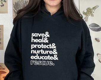Animal Rescue Hooded Sweatshirt Adopt Don&#39;t Shop Hoodie Humane Society Employee Staff Gift Dog Cat Wildlife Vet Veterinarian Save Them All