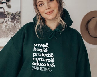 Animal Rescue Hoodie Adopt Don't Shop Hooded Sweatshirt Humane Society Employee Staff Gift Dog Cat Wildlife Vet Veterinarian Save Them All