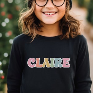 Custom Name Sweatshirt Personalized Name Shirt for Kids Name Sweatshirt Customized Girls Sweater Custom Name Boys Shirt Personalized Name