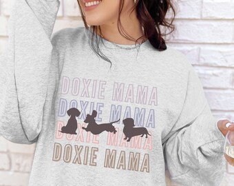 Sweter Dachshund Doxie Mom Dachshund Sweatshirt Dog Mama Sweatshirt Fur Mama Dachshund Shirt Dachsund Lover Gift Doxie Mom Dog Mom Crewneck