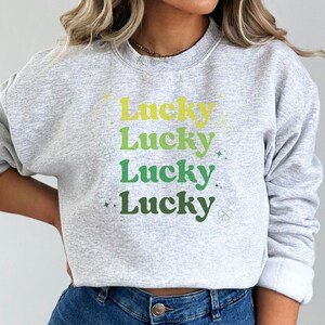Retro Lucky Sweatshirt, Retro St Patricks Day Shirt, Shamrock Clover Shirt, Cute St Pattys, St Patrick Tee, Irish Lucky T Women's Sweater