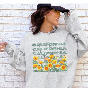 California Sweatshirt California Poppy California Poppies Outdoorsy Shirt California State Shirt Cali Crewneck California Wildflower Shirt