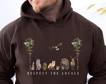 Respekt Lokale Tiere Waldkreaturen Forestcore Kapuzensweatshirt Müsli Shirt Cottagecore Hoodie Eule Fuchs Bär Elch Adler Waldeinheimische
