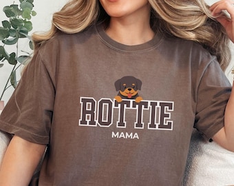 Rottie Mama Shirt Rottweiler Mama Geschenk Neuer Welpe Adoption T-Shirt Süßes T-Shirt Tshirt Komfort Farben Muttertag Hundeliebhaber Geschenk Rott Butchers Dog