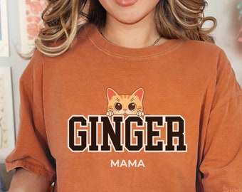 Oranje kat mama shirt grappige gember kat moeder cadeau nieuw kitten adoptie Tee tabby schattige kat T-shirt tshirt comfort kleuren Moederdag kattenliefhebber