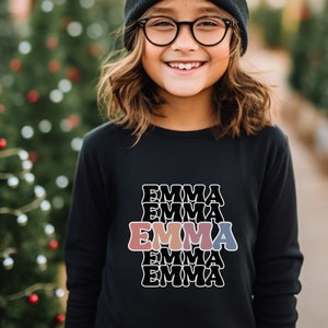 Custom Name Sweatshirt Personalized Name Shirt for Kids Name Sweatshirt Customized Girls Sweater Custom Name Boys Shirt Personalized Name