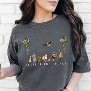 Achtung die Einheimischen Waldtier Shirt Waldkreaturen Forestcore Kapuzen T-Shirt Granola Mädchen TShirt Cottagecore Sweatshirt Eule Fuchs Bär Hirsch