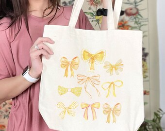 Gele coquette-draagtas coquette esthetische coquette accessoires zachte meisjes esthetische strikken lint strik tas cadeau tienermeisje coquette linten goud
