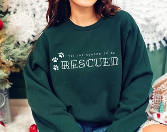 Animal Rescue Christmas Sweatshirt Crewneck Cat Dog Adoption Vet Tech Gift Veterinarian Shirt Vet School Gifts Pet Adoption Adopt Don&#39;t Shop