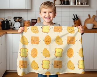 Cute Bread Blanket for Kids Plush Blanket for Bread Lover Blanket for Foodie Gift for Bread Lover Kawaii Cute Food Blanket Cute Food Gift