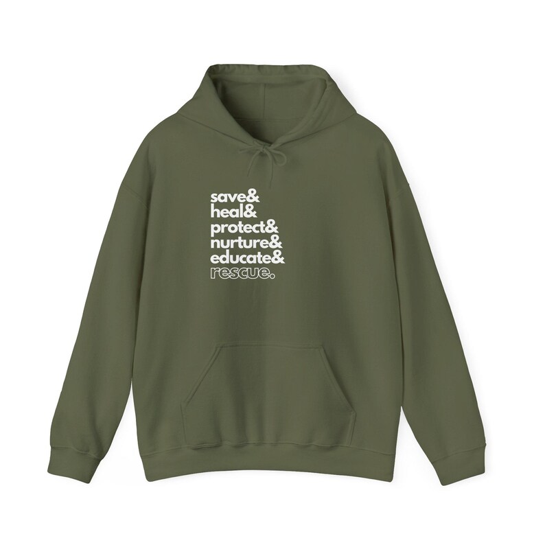 Animal Rescue Sweat à capuche Adoptez Don't Shop Sweat à capuche Humane Society Employé Cadeau pour le personnel Chien Chat Faune sauvage Vétérinaire Vétérinaire Sauvez-les tous Military Green