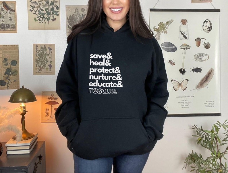 hooded sweatshirt hoodie for rescue mom dad of rescue cat , gift for animal rescue staff or vet gift veterinary office shirt adopt don't shop humane society animal rights activist animal rescue volunteer shirt