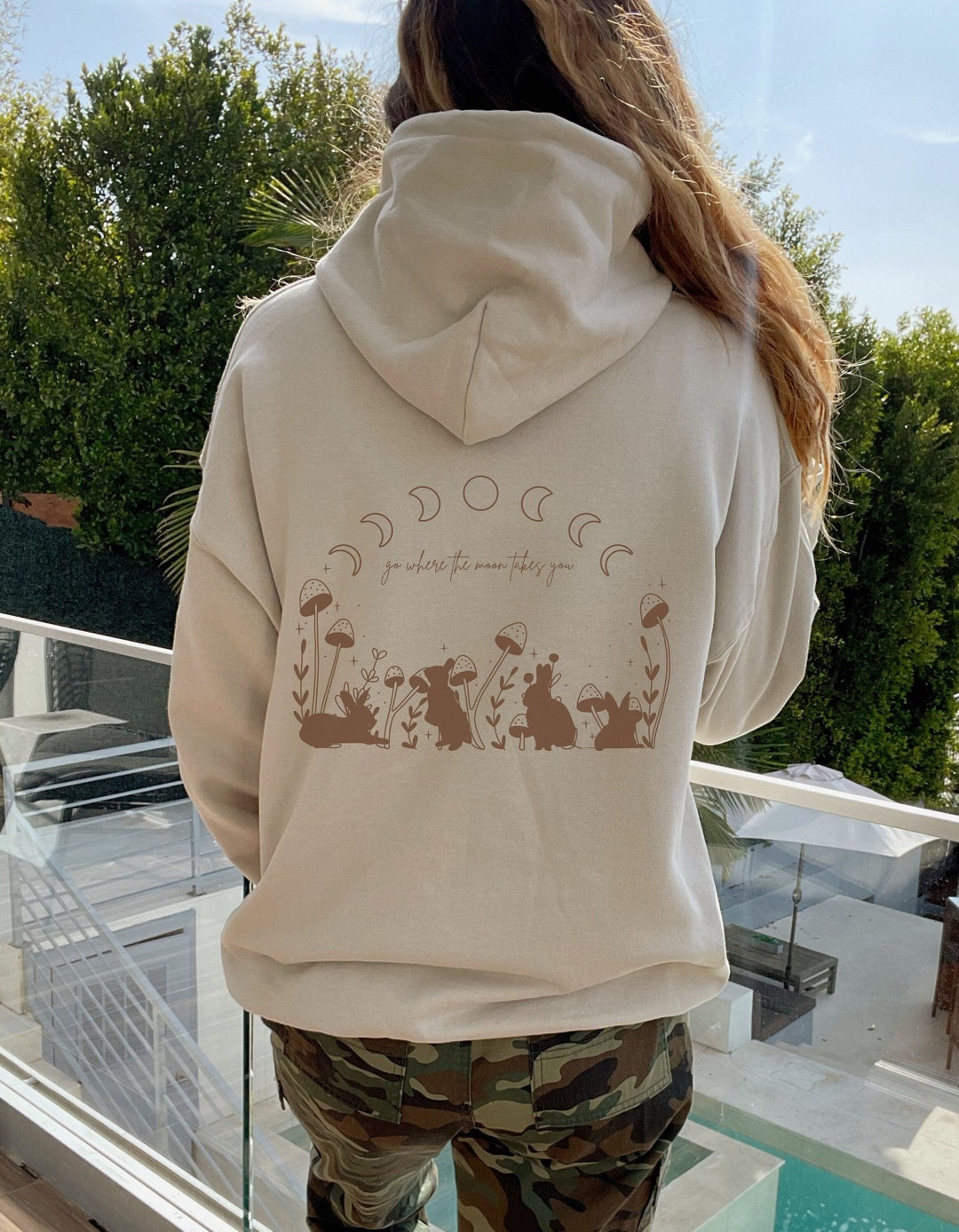 Rabbit Hoodie Rabbit Gift Floral Hoodie Mushroom Hoodie Mushroom Shirt ...