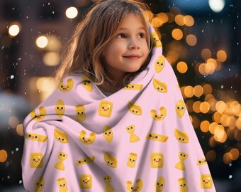 Cute Pasta Pattern Plush Throw Blanket for Kids Cute Food Cozy Blanket for Foodie Blanket Gift for Foodie Japanese Kawaii Food Gift