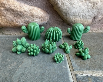 Succulent shaped wax melts, wax embeds