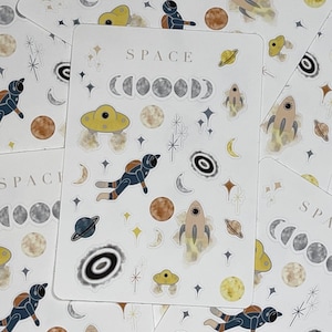 Space Sticker Sheet For Galaxy Lover Sticker To Decorate Journal And Planners With Astronauts Planets and Stars Stickers Cute Space Sticker