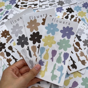 Flower Sticker Sheet Simple Flower Stickers Spring Pastel Flowers Bullet Journal Simple Stickers