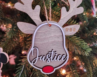 Personalized reindeer ornament | wooden ornament | personalized ornament | kids ornaments | reindeer name ornament