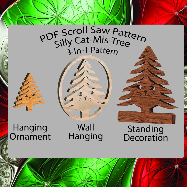 Cat Christmas Tree Scroll Saw Pattern Etsy Cat Christmas Tree Scroll Saw Pattern Etsy