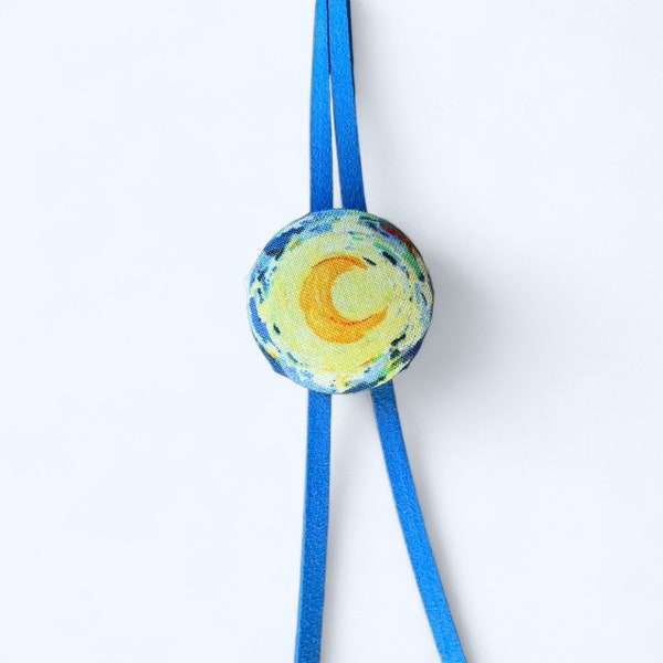 Van Gogh Starry Night Moon Modern Handmade Fabric Bolo Tie Jewelry