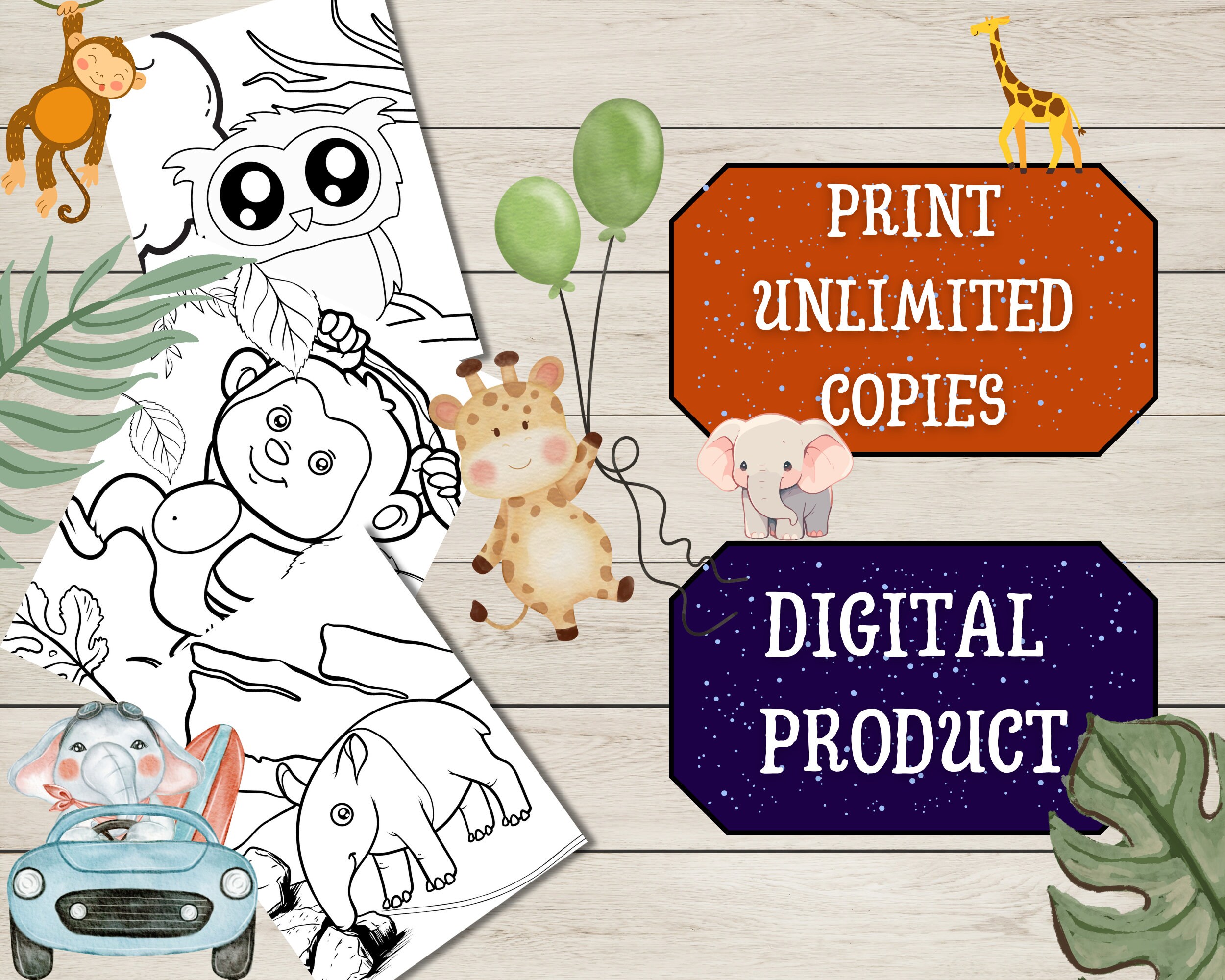 Printable Safari Animals Coloring Pages for Kids, 50 Coloring Pages for ...