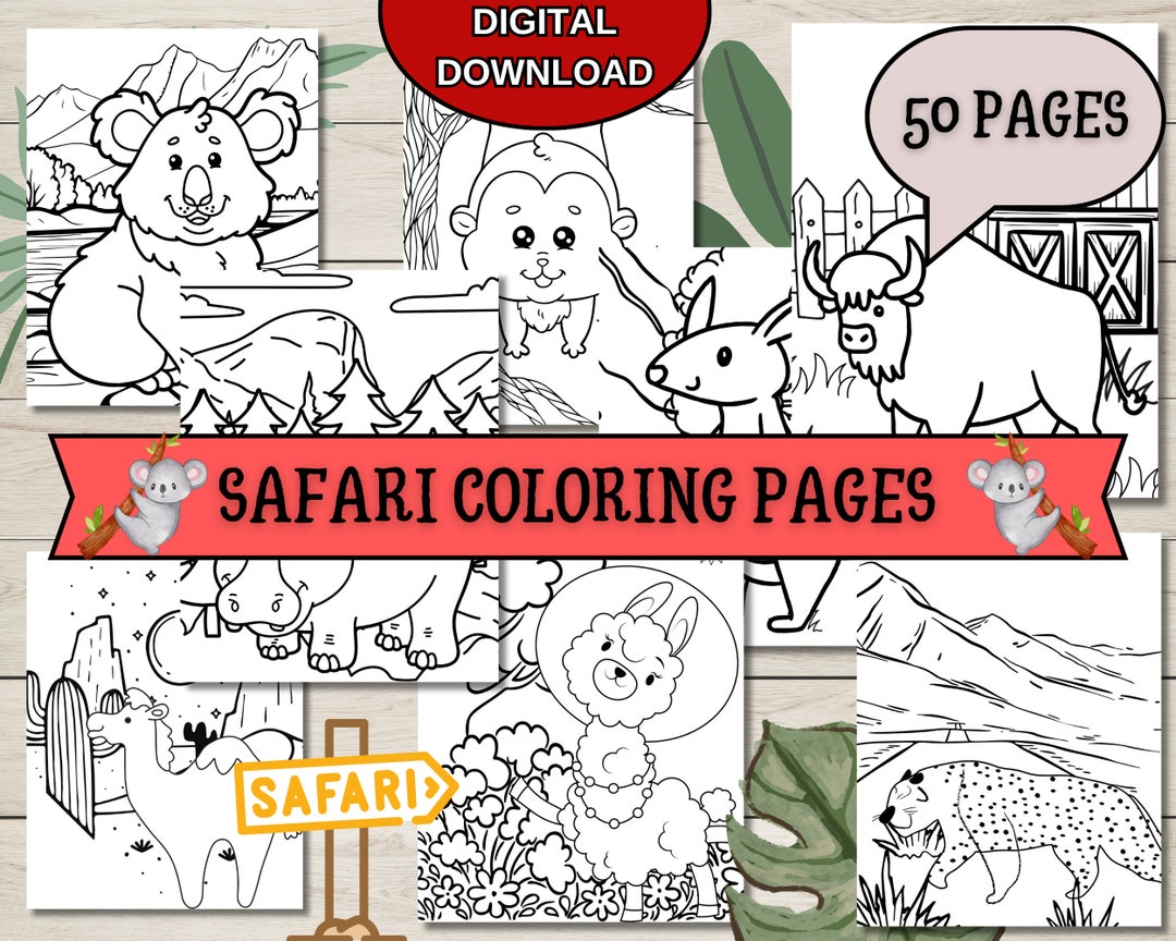 Printable Safari Animals Coloring Pages for Kids, 50 Coloring Pages for ...