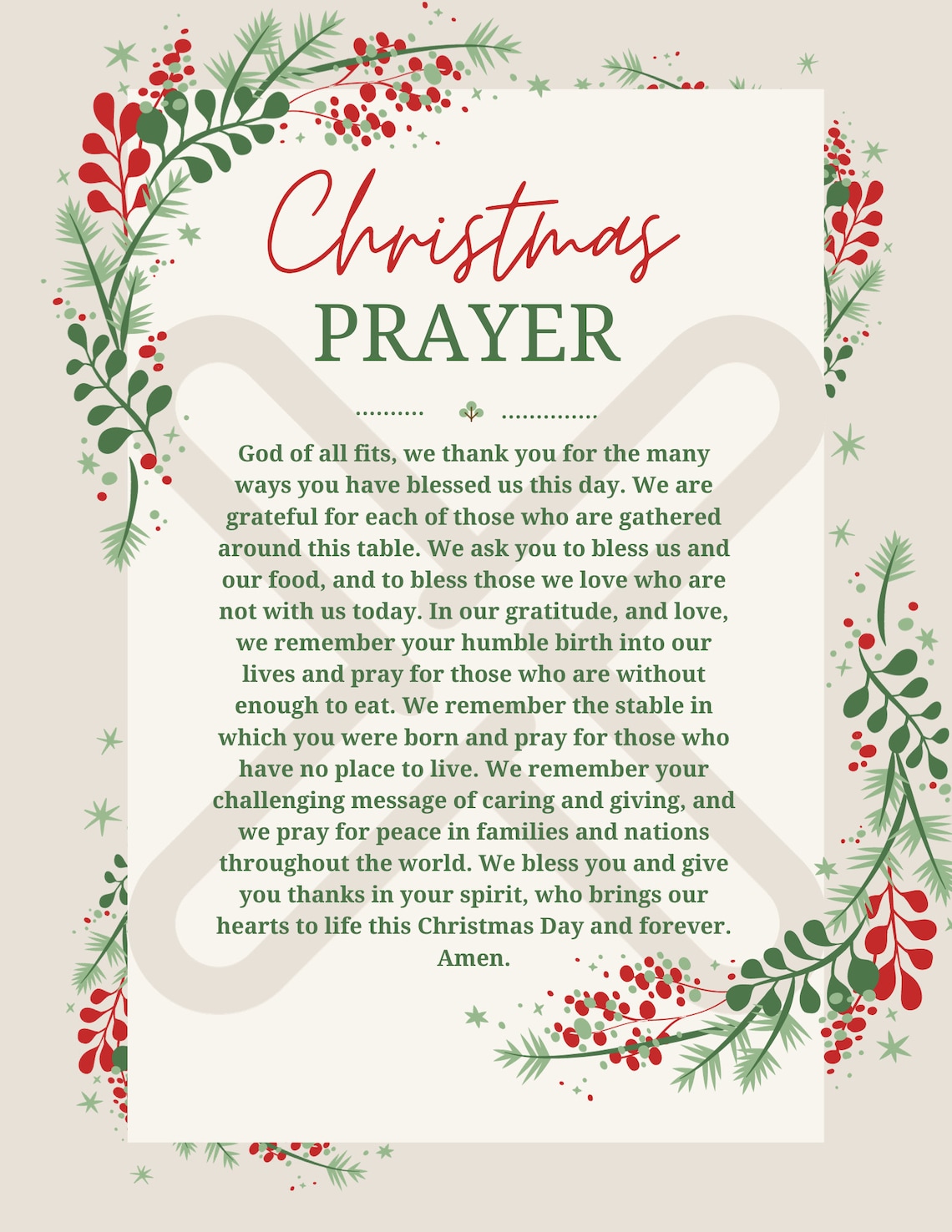 A Christmas Prayer Digital Download/printable Etsy Canada