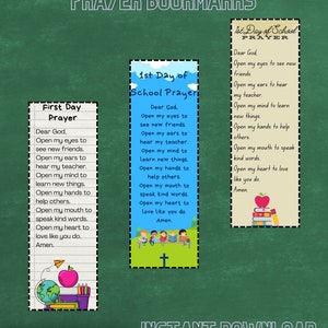 First Day of School Prayers, First Day of School Bookmarks, School Prayers, School Bookmarks