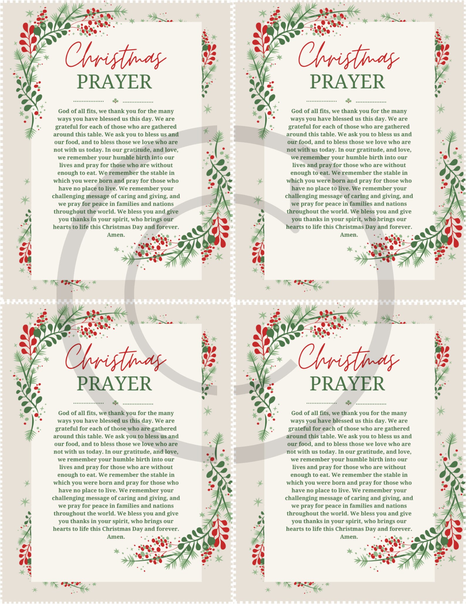 A Christmas Prayer Digital Download/printable - Etsy