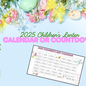 2025 Lenten Calendar, Children&#39;s Lenten Calendar, Lent Calendar, Lent Countdown