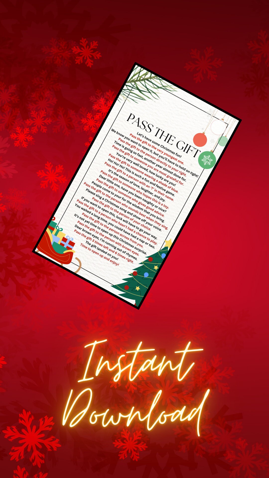 Pass the Gift Christmas Game - Etsy
