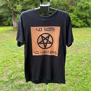 No Gods No Masters Bleach Designed T Shirt Unisex Large Homemade Pentagram Graphic Tee