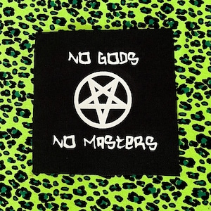 No Gods No Masters Patch - Sew on DIY Punk Patches - Heavy Metal Pentagram -Battle Jacket Vest Crust