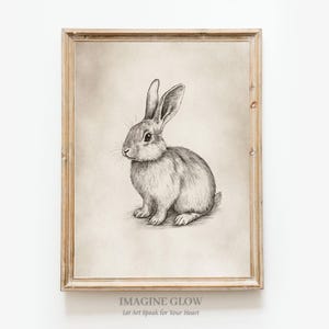 Vintage Rabbit Sketch Art Print Bunny Wall Art Rustic Bunny Drawing Antique Wall Decor Farmhouse Decor Printable Bunny Artwork