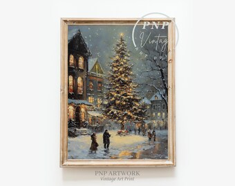 Vintage Christmas Print - Antique Holiday Decor - Printable Wall Art - Festive Living Room Artwork - Digital Download