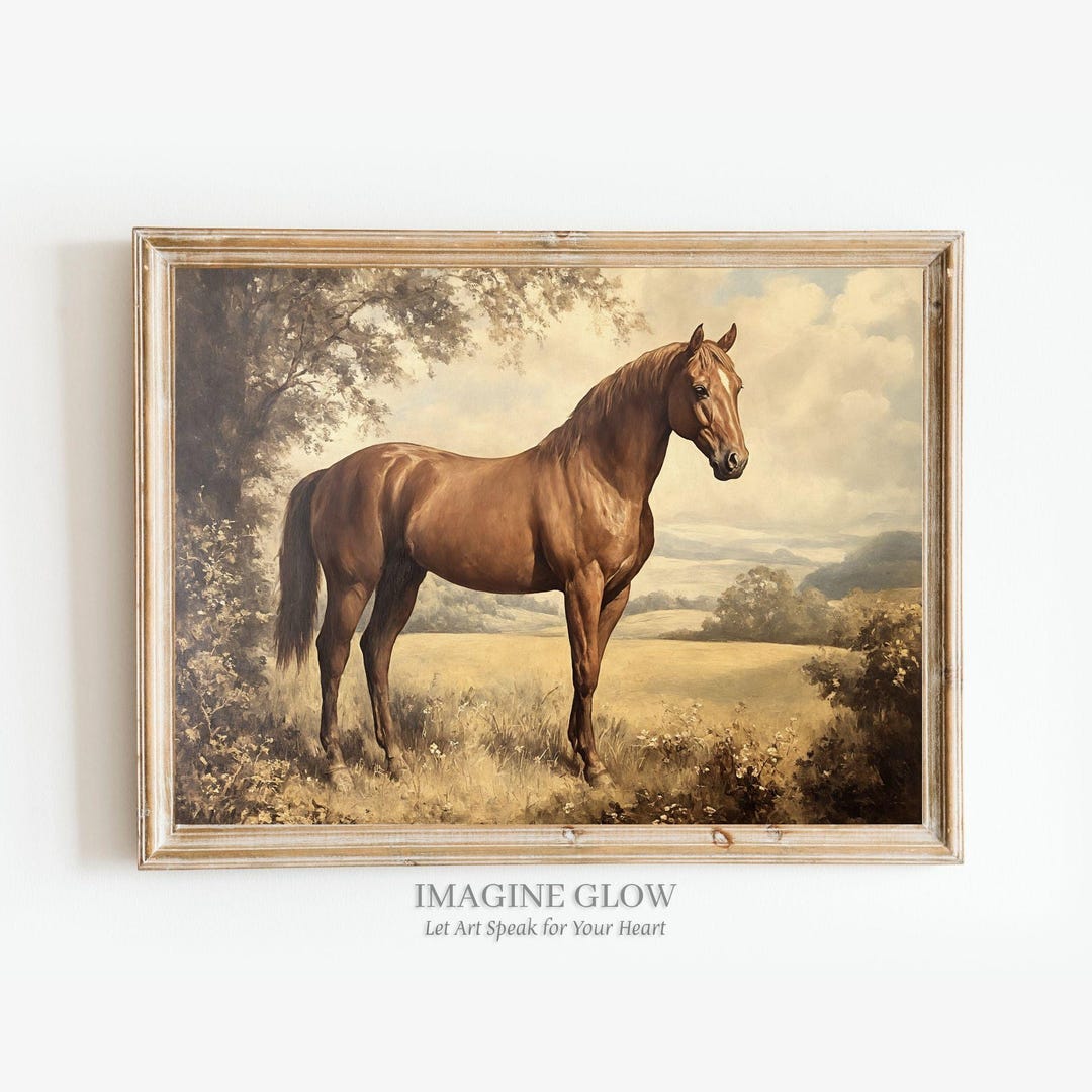 Horse Vintage Art Print Equestrian Country Decor Western Farmhouse ...
